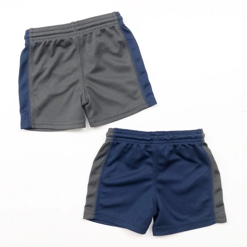 Carter's baby boys gray & navy blue mesh shorts set